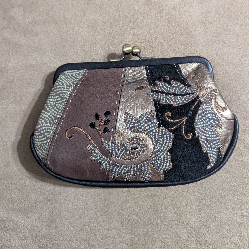 Fossil Brown and Black Patterned Clutch